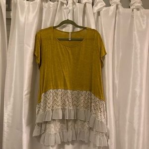Yellow lace edge blouse